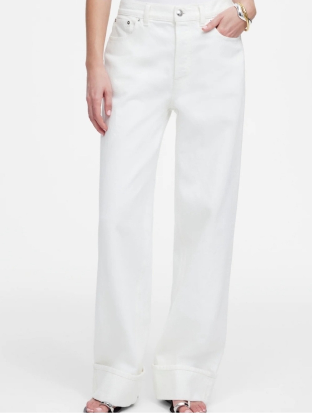 Madewell Low Slung Baggy Jeans Pure White Rigid Wide Leg Relaxed Size 30 NWT - Picture 3 of 16